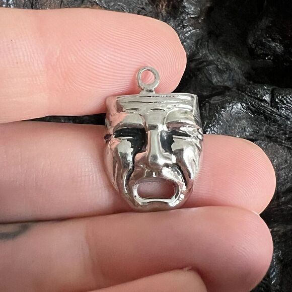 Vintage Sterling Silver Charm Theater Mask Drama Club Performance Arts Thespian - Picture 2 of 8